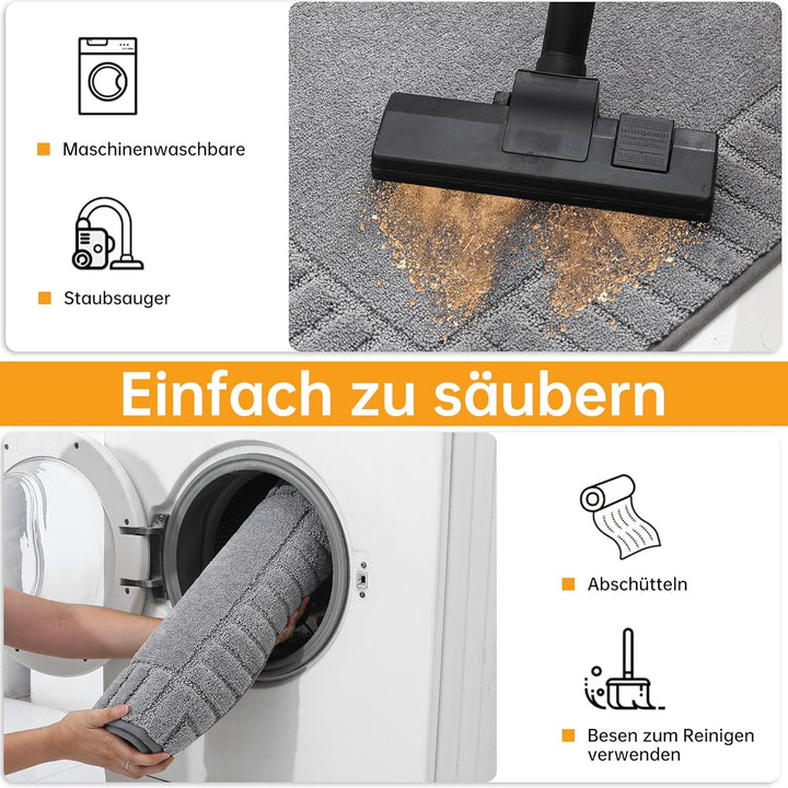 BEQHAUSE Fussmatte Innen, waschbare Sauberlaufmatte TPR rutschfeste Türmatte, Schmutzfangmatte für H