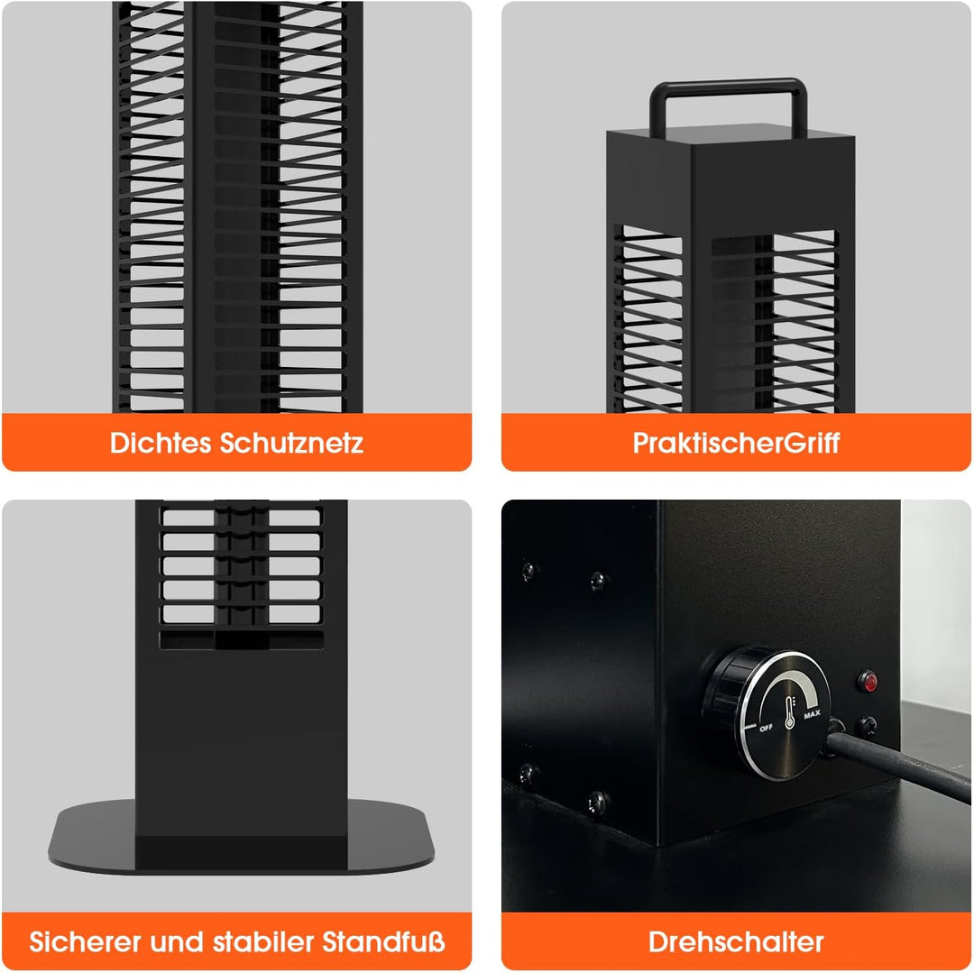 Infrarot Stand-Heizstrahler 1400W, Infrarotheizung standgerät, Quarzstrahler, Terrassenheizer, Infar