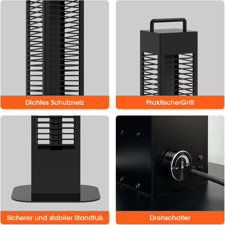Infrarot Stand-Heizstrahler 1400W, Infrarotheizung standgerät, Quarzstrahler, Terrassenheizer, Infar