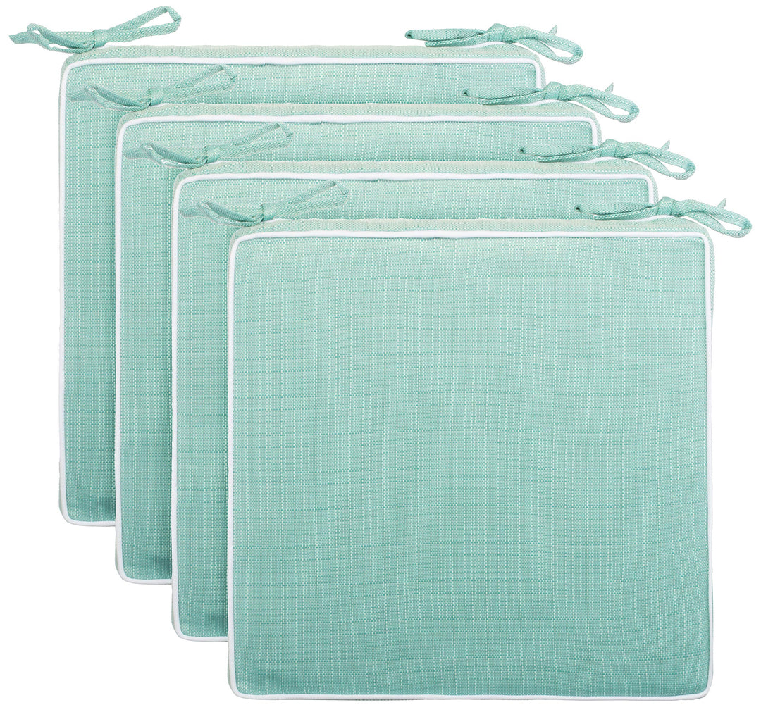 Brandsseller 4er Set Sitzkissen 40x40x4 cm – Wasser- & schmutzabweisende Stuhlkissen mit Bindebänder
