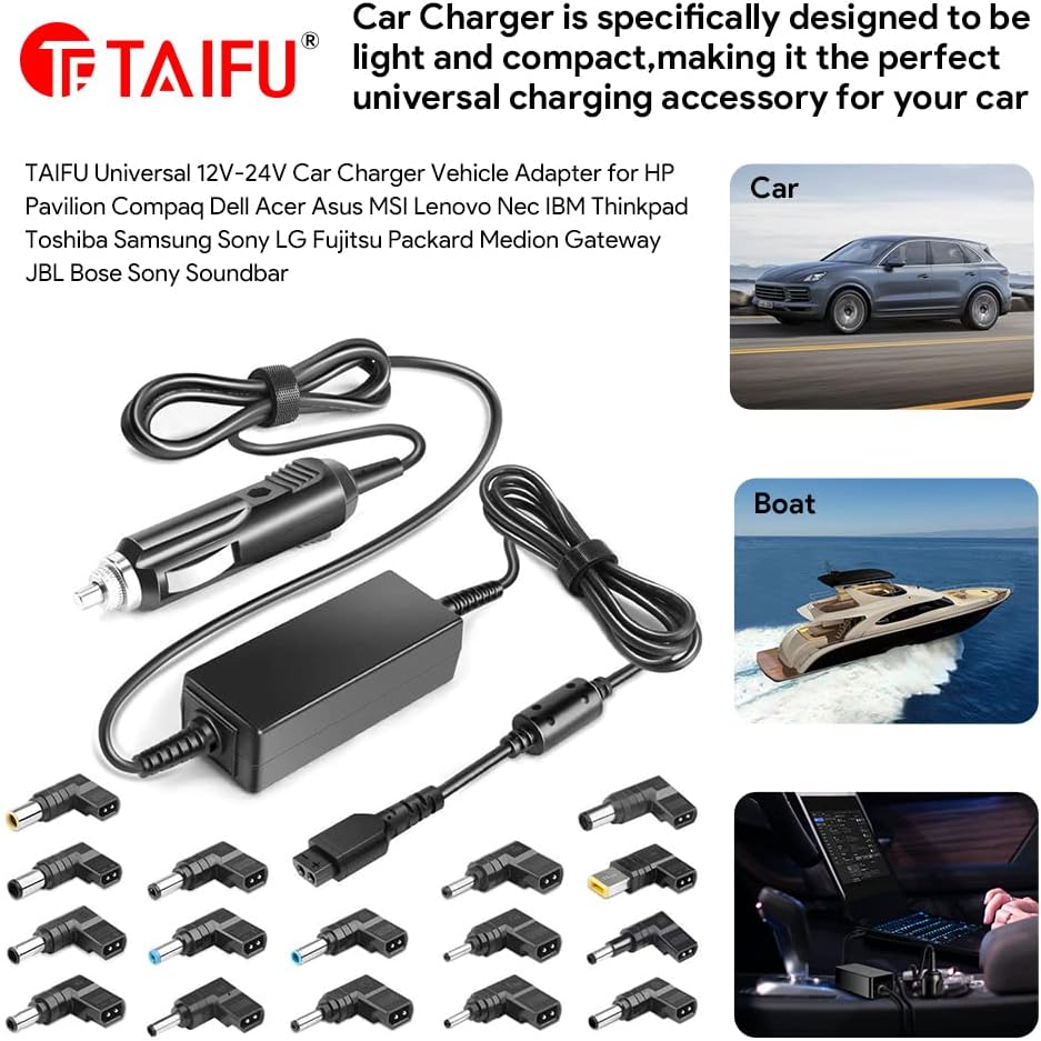 TAIFU Laptop KFZ ladegerät 12V-24V Universal Netzteil 100W 90W 65W für Notebook HP Acer ASUS Sony To