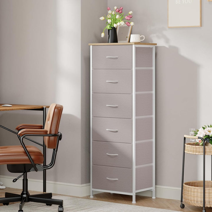 Somdot Kommode mit Schubladen aus Stoff für Schlafzimmer, Kommode Wohnzimmer Flur, Komodenschrank Sc