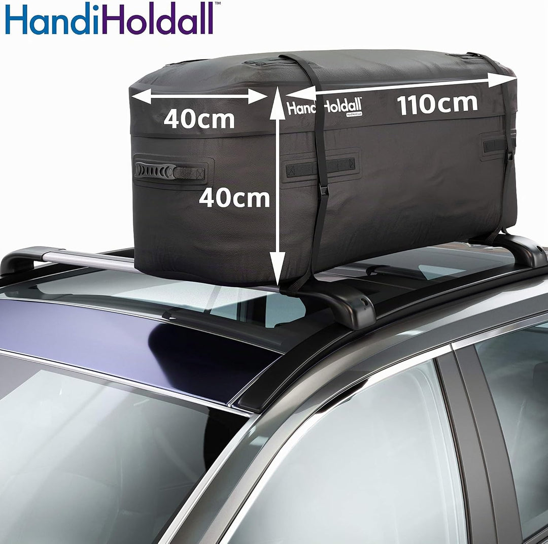 HandiWorld – wasserdichte Dachtasche/Dachbox (schwarz), 175 Liter – grosse Cargotasche – Stabiler Fa