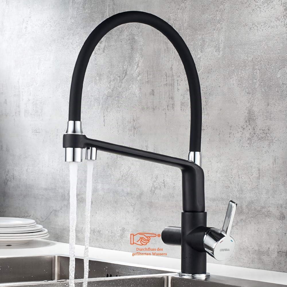 GRIFEMA DOVER-G4010B-2 | Küchenarmatur - Küche Wasserhahn mit Flexibler Auslauf, Brause mit 2 Strahl