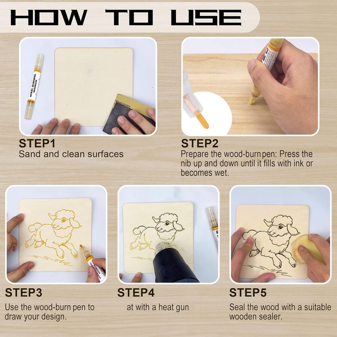 kintsukuroi Holzmarker, 4 Stück Verbrennungsstift für Holzverbrennung, doppelseitiger Kunst-Holzbren