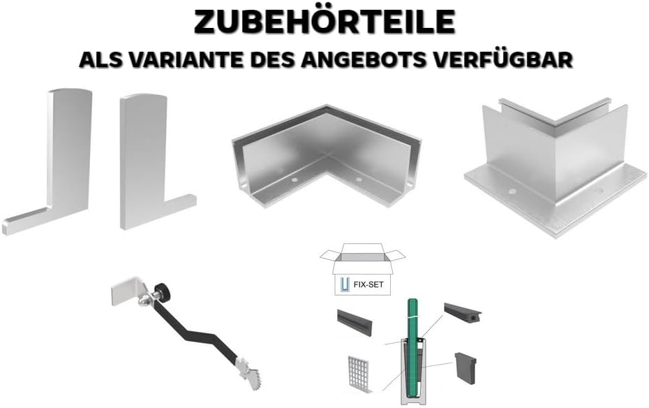 Sellon24® Ganzglasgeländer Glasgeländer Bodenprofil ALU aufgesetzte Bodenmontage Profil Aluminium el