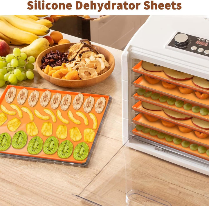 4 Pcs Silikon Dehydrator Blätter Antihaft Dörrfolie für Dörrautomat mit Schaber, Wiederverwendbare B