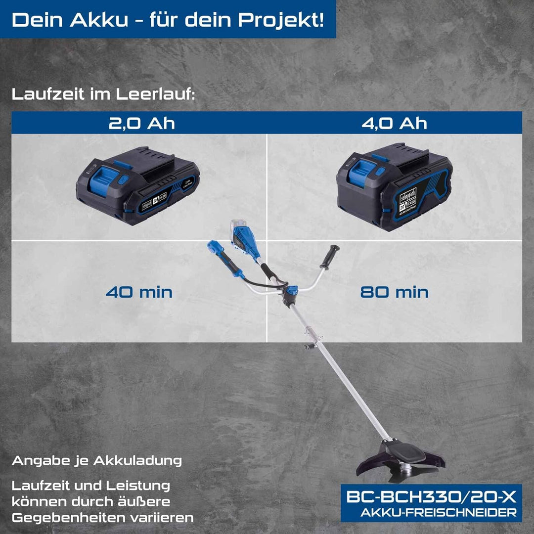 Scheppach Akku-Freischneider BC-BCH330/20-X -Set L Brushless | Schnittbreite Rasentrimmer 330 mm/Mot