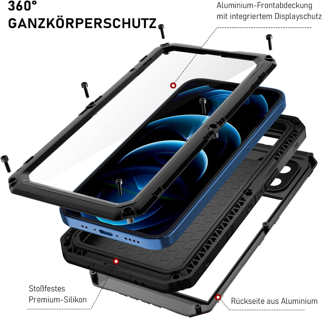 Beeasy für iPhone 12 Pro Max Wasserdicht Outdoor Hülle (6,7"), Stossfest Panzerhülle 360 Grad Schutz