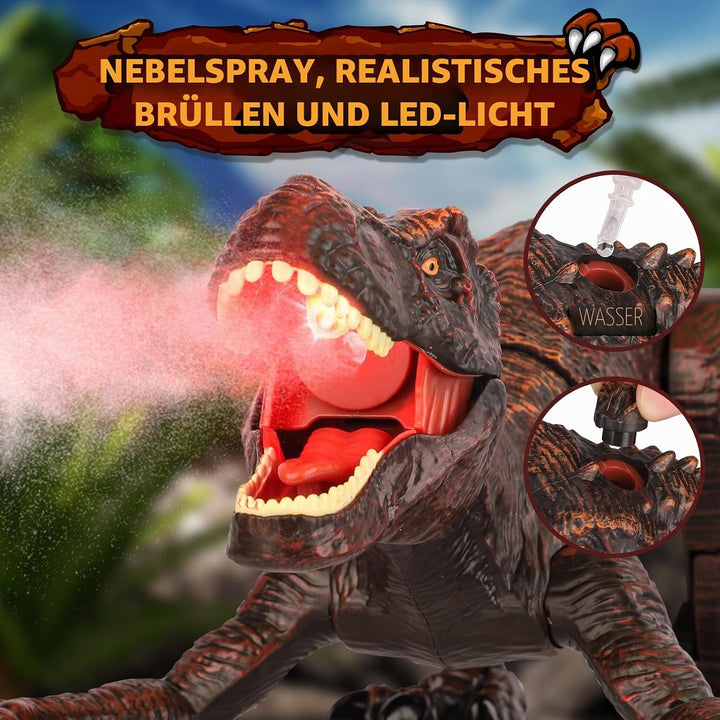 Dinosaurier-Spielzeug, ferngesteuert, Kinder, 2,4 GHz, RC Dino Roboter mit Sprühfunktion, Sound und
