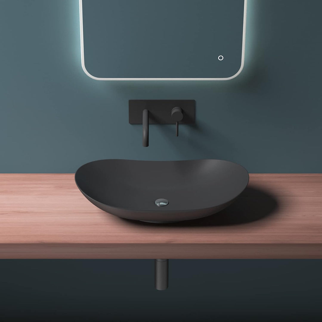 Mai & Mai Aufsatzwaschbecken Brüssel858 Waschschale Waschbecken in Schwarz matt aus Keramik inkl. Na