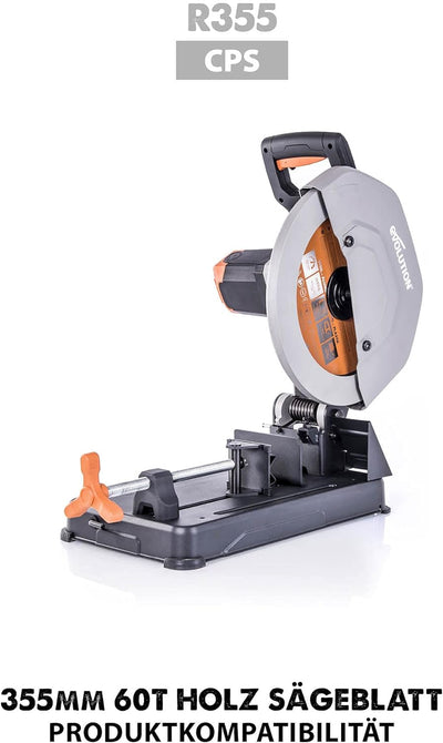 Evolution GW355TCT-60 - 355-mm-Holzsägeblatt – Hartmetallbestückte 60-Zahn-Konfiguration ermöglicht