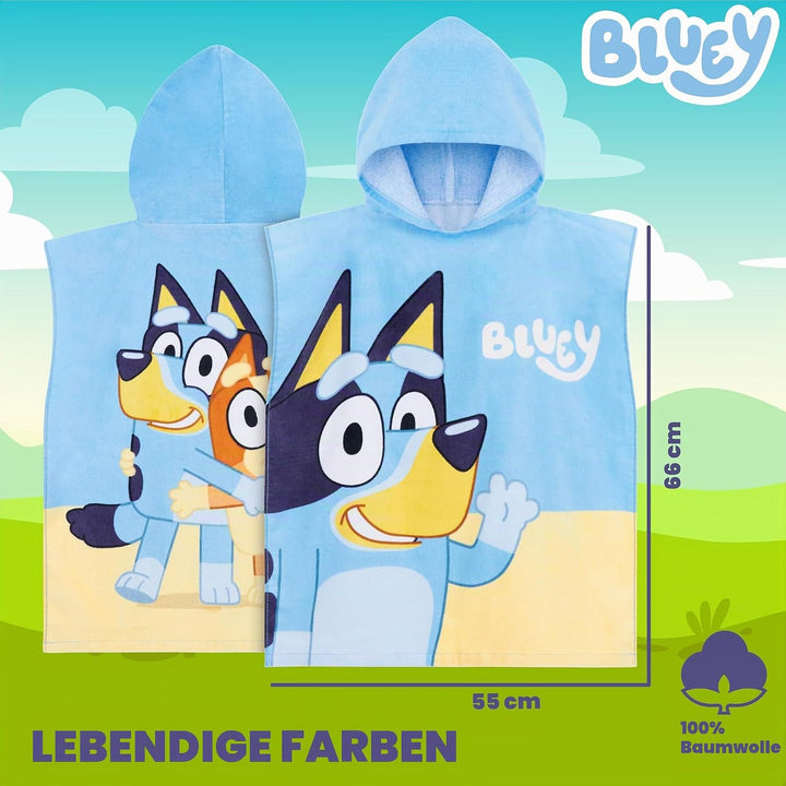 BlueY Badeponcho Kinder mit Kapuze Baumwolle Frottee Poncho Handtuch Kinder Jungen Mädchen Kaputzenh