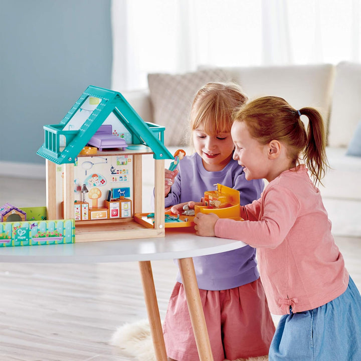 Hape Tierarzt-Set Haus mit Figuren und Tierarztpraxis 30-teilig, ab 3 Jahren