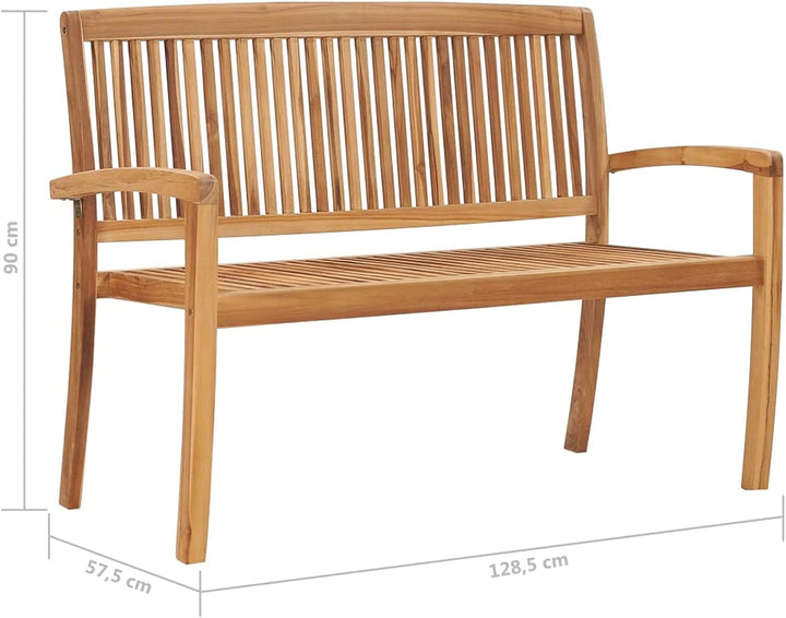 Tidyard Teak Massiv Gartenbank mit Auflage Stapelbar Holzbank Sitzbank Parkbank Terrassenbank Bank G