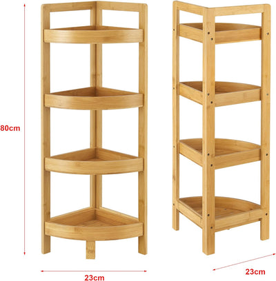 [en.casa] Bambus Standregal Lestijärvi Badregal 4 Ablagen 80 x 23 x 23 cm Eckregal stehend Natur