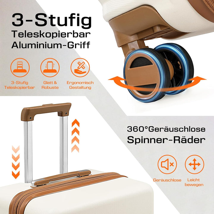 Joyway Koffer Trolleys Handgepäck Koffer, Hartschalen Reisekoffer mit 4 Rollen und TSA Schloss, Erwe