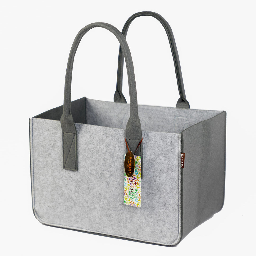 RAIKOU KULT Filz-Tasche Shopper NEU Filzkorb Einkaufstasche Henkeltasche Zeitungskorb Stabile Kaminh