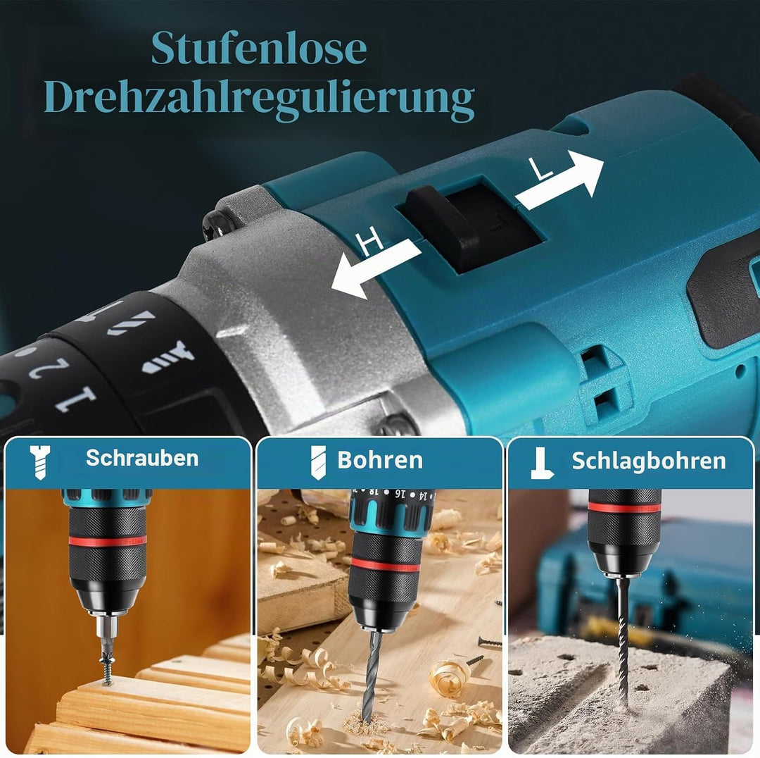 Akku Bohrschrauber Kompatibel mit Makita 18V Lithium-Akku, 120Nm Bürstenloser Schlagbohrschrauber mi