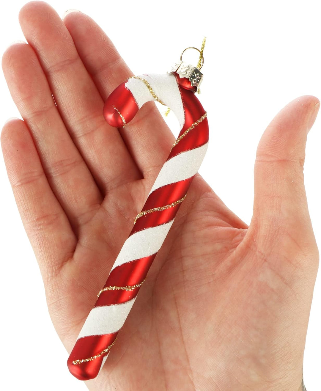 com-four® 6X Christbaumanhänger Zuckerstange - Christbaumschmuck zum Anhängen - Weihnachtskugel in Z