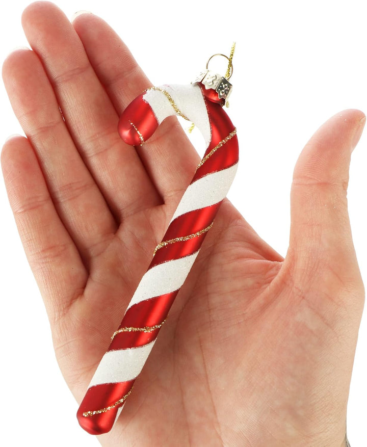 com-four® 6X Christbaumanhänger Zuckerstange - Christbaumschmuck zum Anhängen - Weihnachtskugel in Z