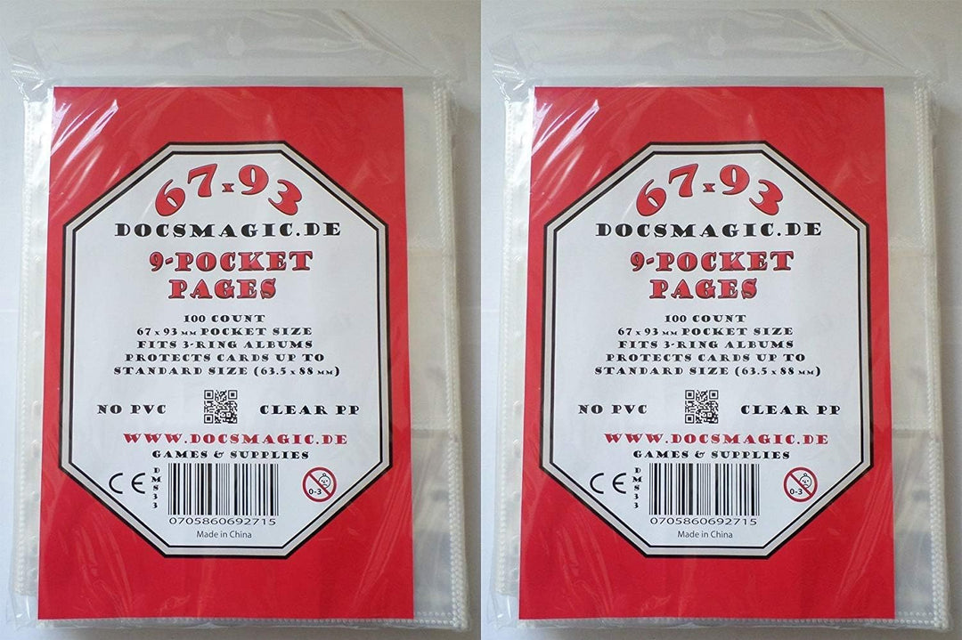 docsmagic.de 200 9-Pocket Pages - 11 3-Ring Album Ordnerseiten- MTG - PKM - YGO 9-Pocket 200 Pages,