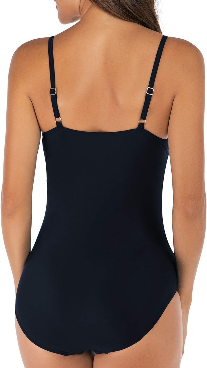 SYKT Damen Badeanzug Bauchweg Einteiler Sport Badeanzüge für Damen Bademode Push up XL 1-1 Schwarz,