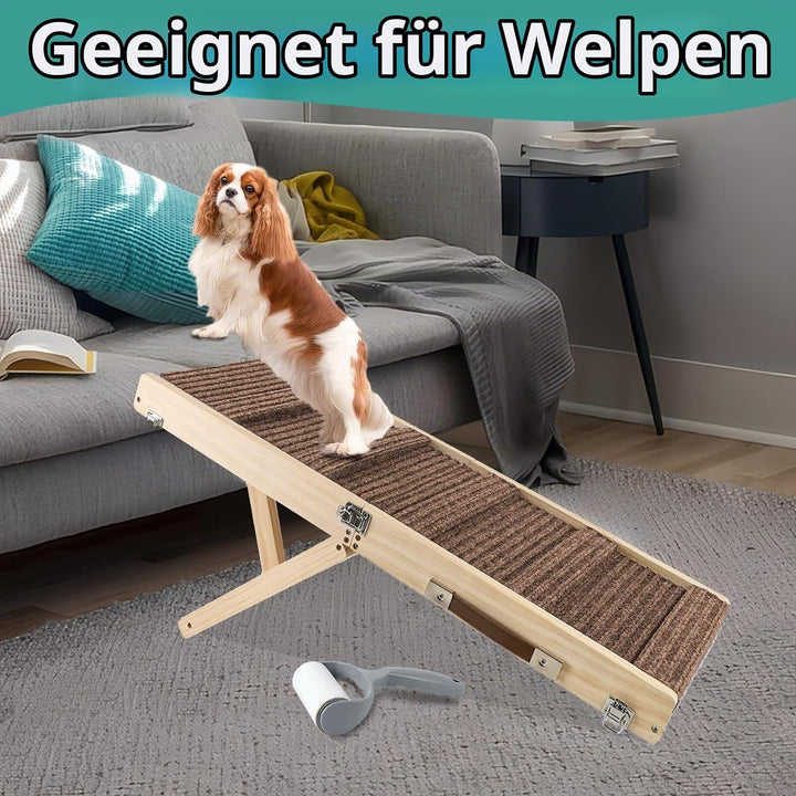 Umtiti Haustierrampe aus Holz, zusammenklappbar, tragbar, 4 Stufen, verstellbar, 22,9 cm bis 43,9 cm