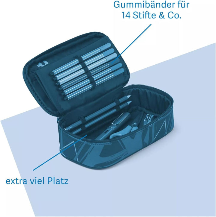 Satch Schlamperbox extra gross inkl. Trennfach Reissverschlussfach Stiftehalter Geodreieck Sichtfens