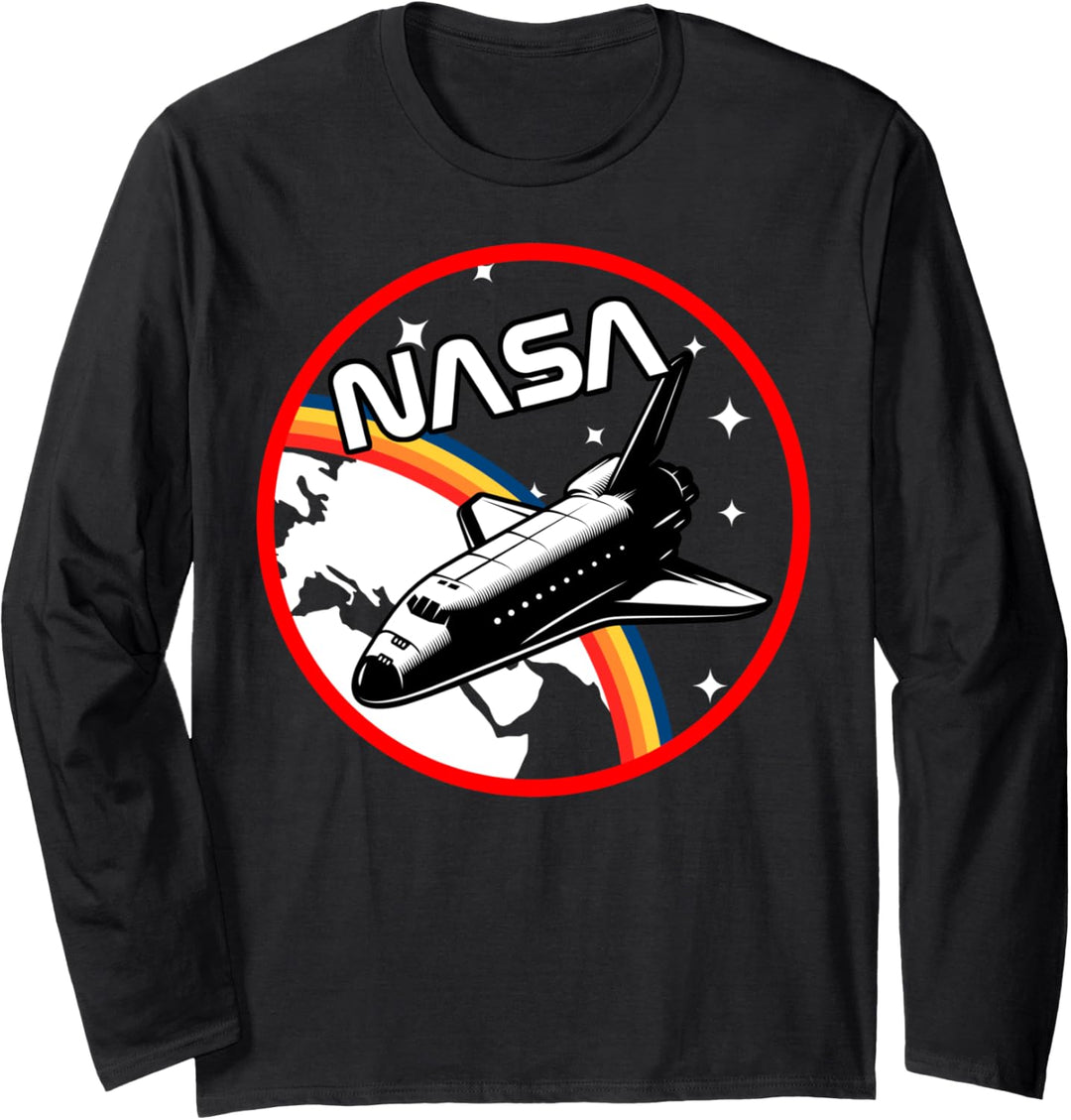 NASA Space Shuttle Travel Over Rainbow Poster Langarmshirt