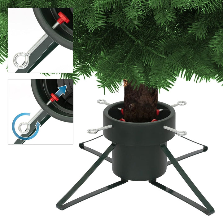 ECD Germany Weihnachtsbaumständer mit Wasserschale und 4 Feststellschrauben, Dunkelgrün, Metall Chri