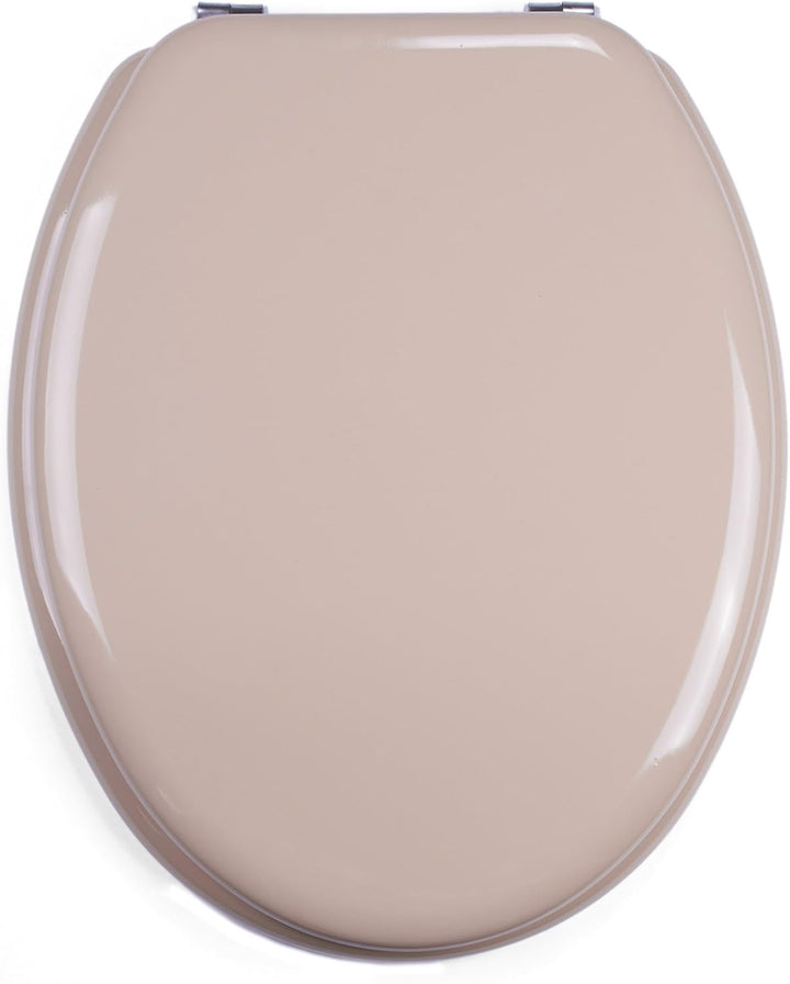 MSV - CLÉO MDF-WC-Sitz - Edelstahlscharniere - Glänzend - Ø 370 x 450 mm - Beige - Eleganz und Komfo