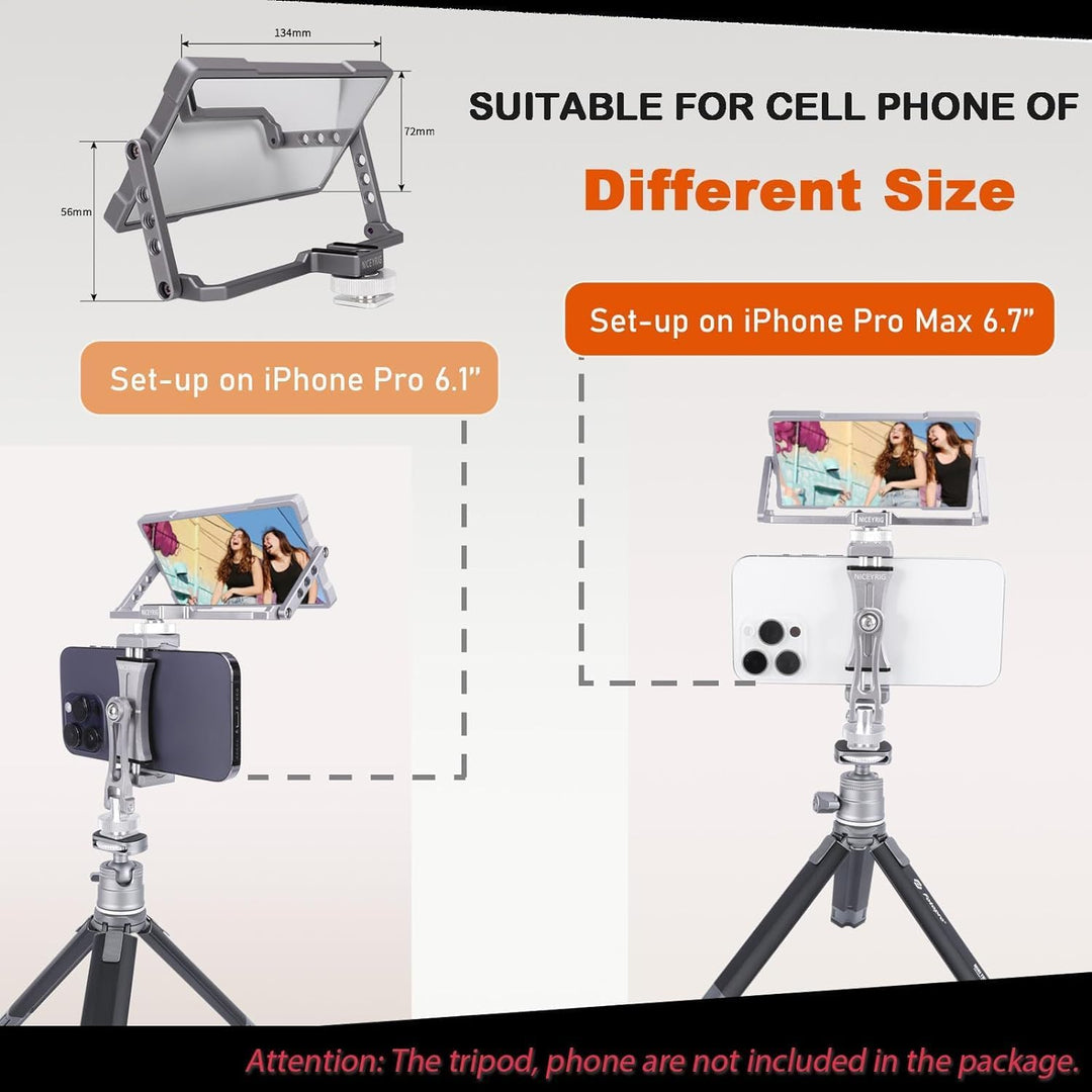 NICEYRIG Smartphone-Vlog-Selfie-Spiegel-Set mit Stativhalterung für 16,7 cm (6,7 Zoll) iPhone 15 14