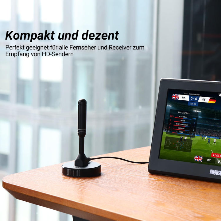 DVB-T/DVB-T2-Antenne - August DTA240 - stärkere Stabantenne für digitales Fernsehen / Digital TV / D