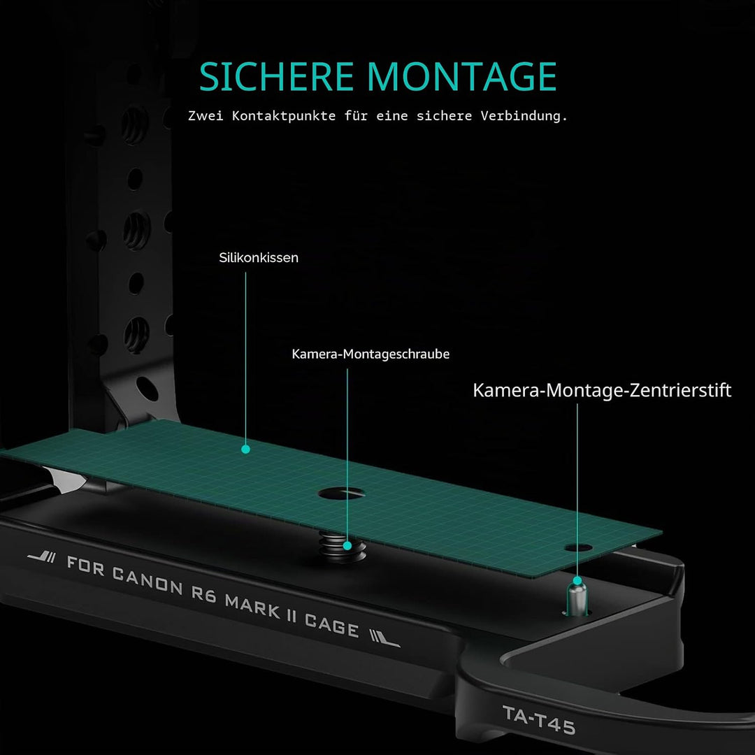 Tilta Halber Kamerakäfig für R6 Mark II mit NATO-Schiene, Kaltschuh, 1/4-Zoll-Gewinde, Positionierst