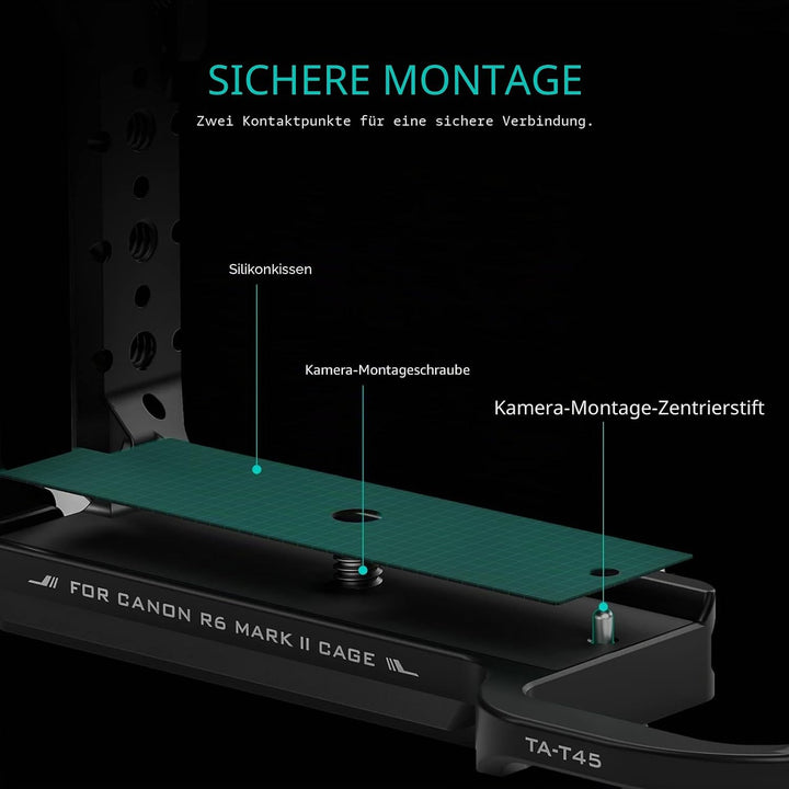 Tilta Halber Kamerakäfig für R6 Mark II mit NATO-Schiene, Kaltschuh, 1/4-Zoll-Gewinde, Positionierst