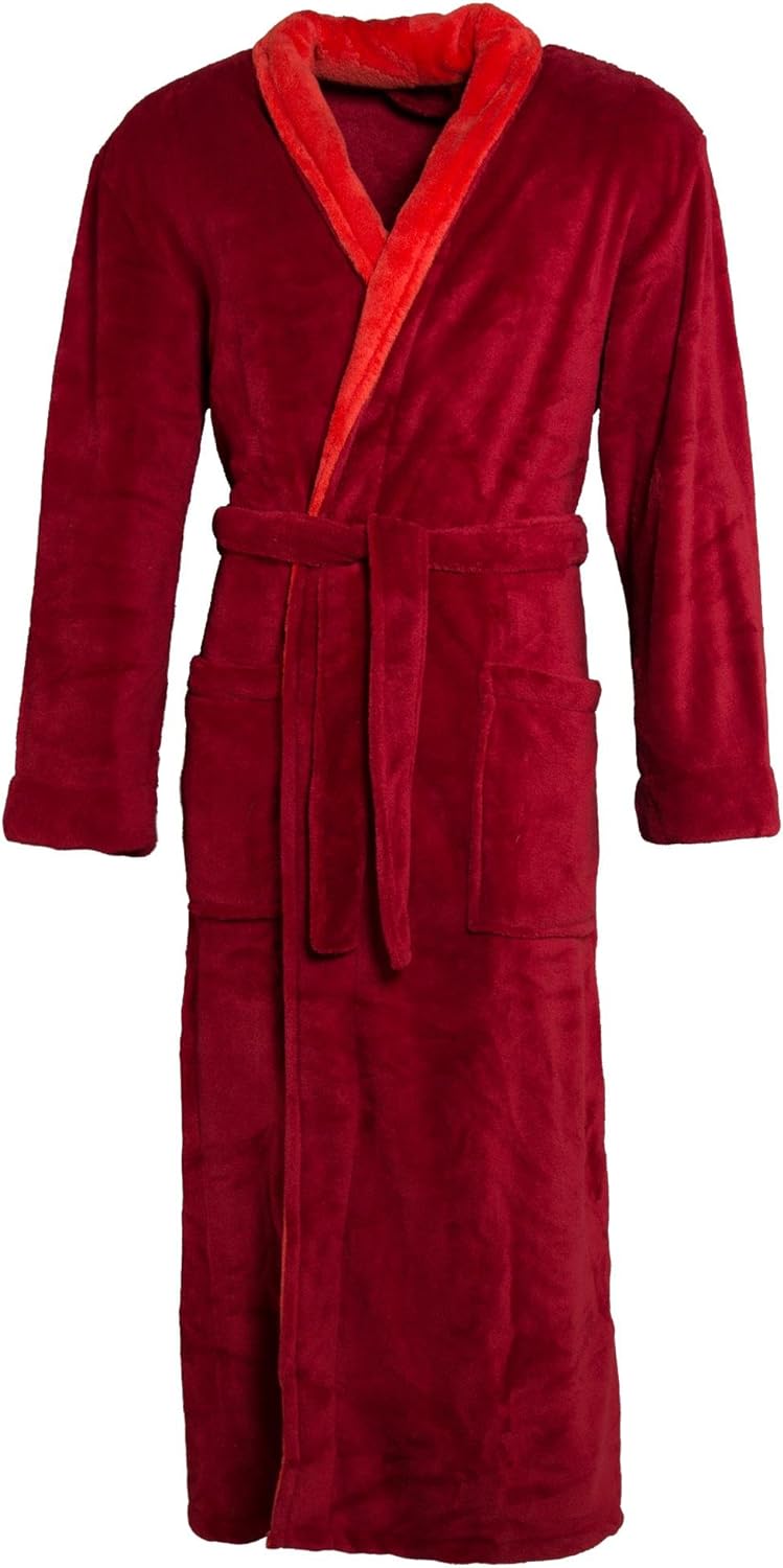 CelinaTex S-XXXL Bademantel Schalkragen zweifarbig lang Taschen Damen Herren Unisex Mikrofaser Kusch