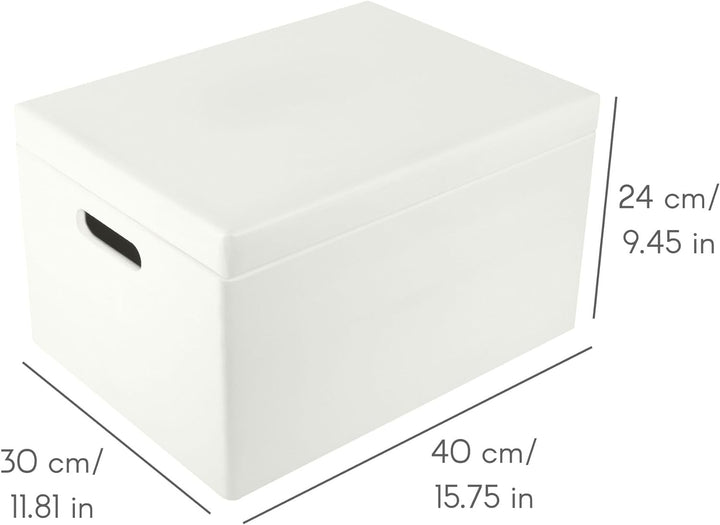 Creative Deco XXL Weiss Grosse Holzkiste mit Deckel | 40x30x24 cm (+/-1cm) | Holztruhe Erinnerungsbo