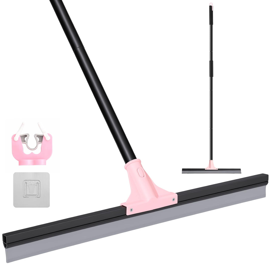 wlich Bodenabzieher Mit Stiel 154 cm, 60 cm Wasserschieber, Rosa/Schwarz | Grosse Abziehkante, Robus