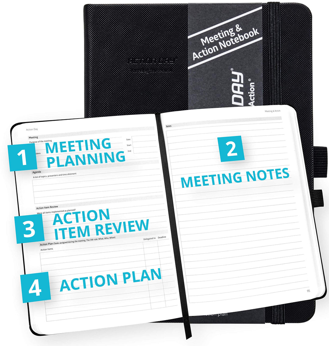 Action-Tag-Notizbuch, Design macht es einfach für Sie, effektive Meetings und Meetings Notizen zu ma
