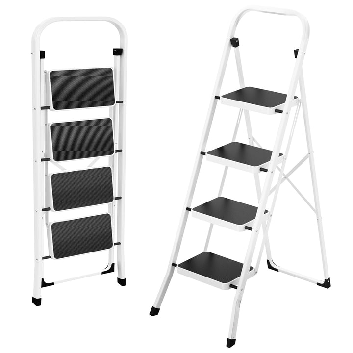 HBTower 4-Stufen-Leiter, Klappstufen Leiter mit Anti-Rutsch-Pedal, Tragbare Robuste Leiter mit Handl