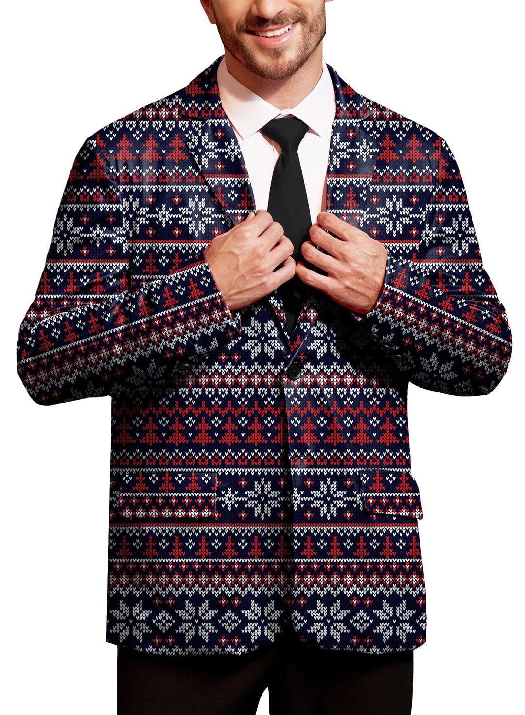 BesserBay Herren Weihnachtsblazer Bedruckte Langarm Anzugjacke Xmas Kostüm Blazer Slim Fit Blazer Fr