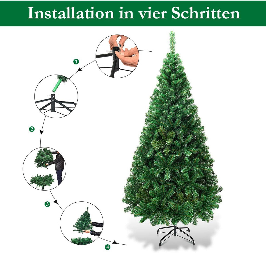 COSTWAY 150cm Künstlicher Weihnachtsbaum, Tannenbaum mit Metallständer, Christbaum PVC Nadeln, Kunst