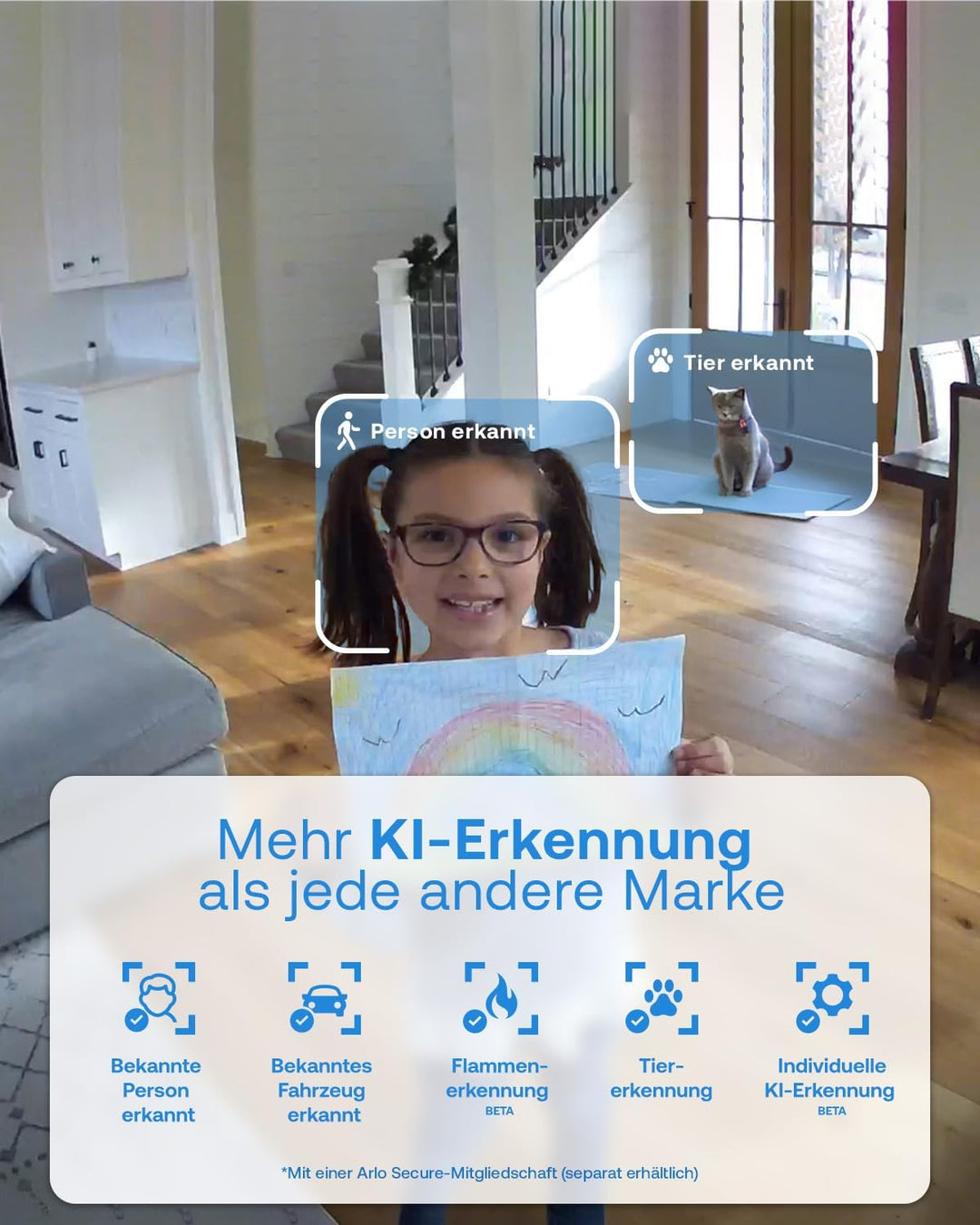 Arlo Indoor 3 HD PTZ Überwachungskamera Innen, 2er Set, HD Video, 360º Schwenkbar, 2-Wege-Audio, Bew