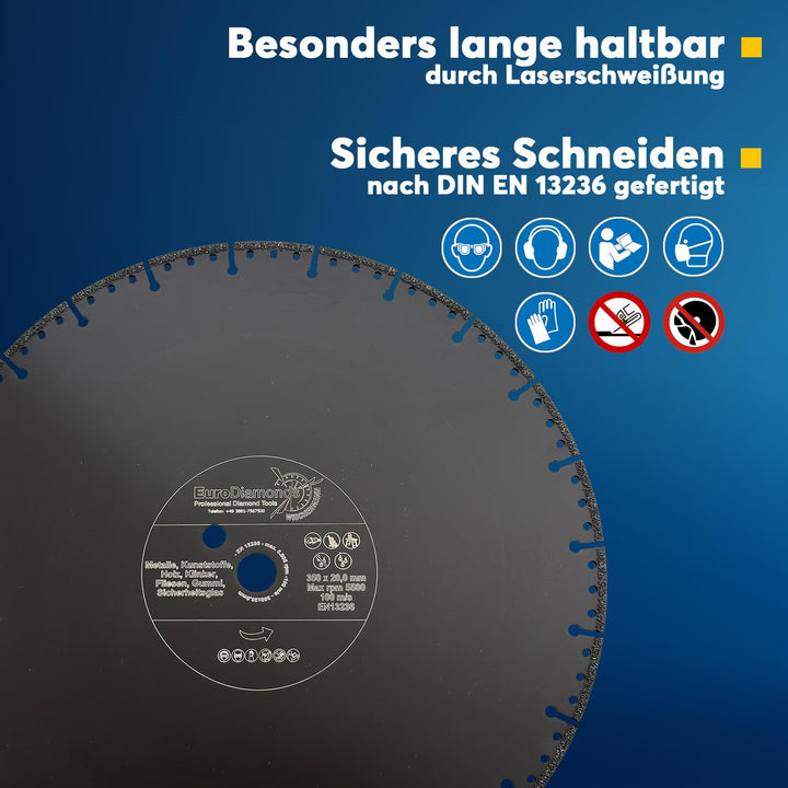 EDW Profi Diamant-Trennscheibe Allesschneider 350mm x 20,0 zum Schneiden von Kunststoff Holz Metall