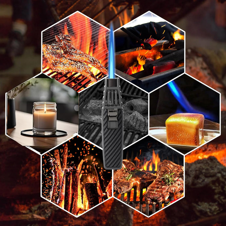 Butan Fackel Feuerzeug, Nachfüllbare Küche Kochen Fackel Windproof Fackel Schlag Fackel zum Backen C