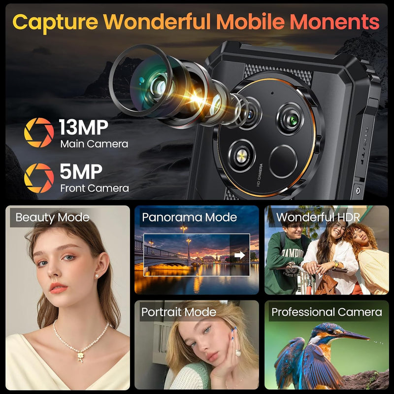 OUKITEL WP28E (2025) Outdoor Smartphone Android 14, 10600mAh Outdoor Handy Ohne Vertrag, 8GB +64GB/1