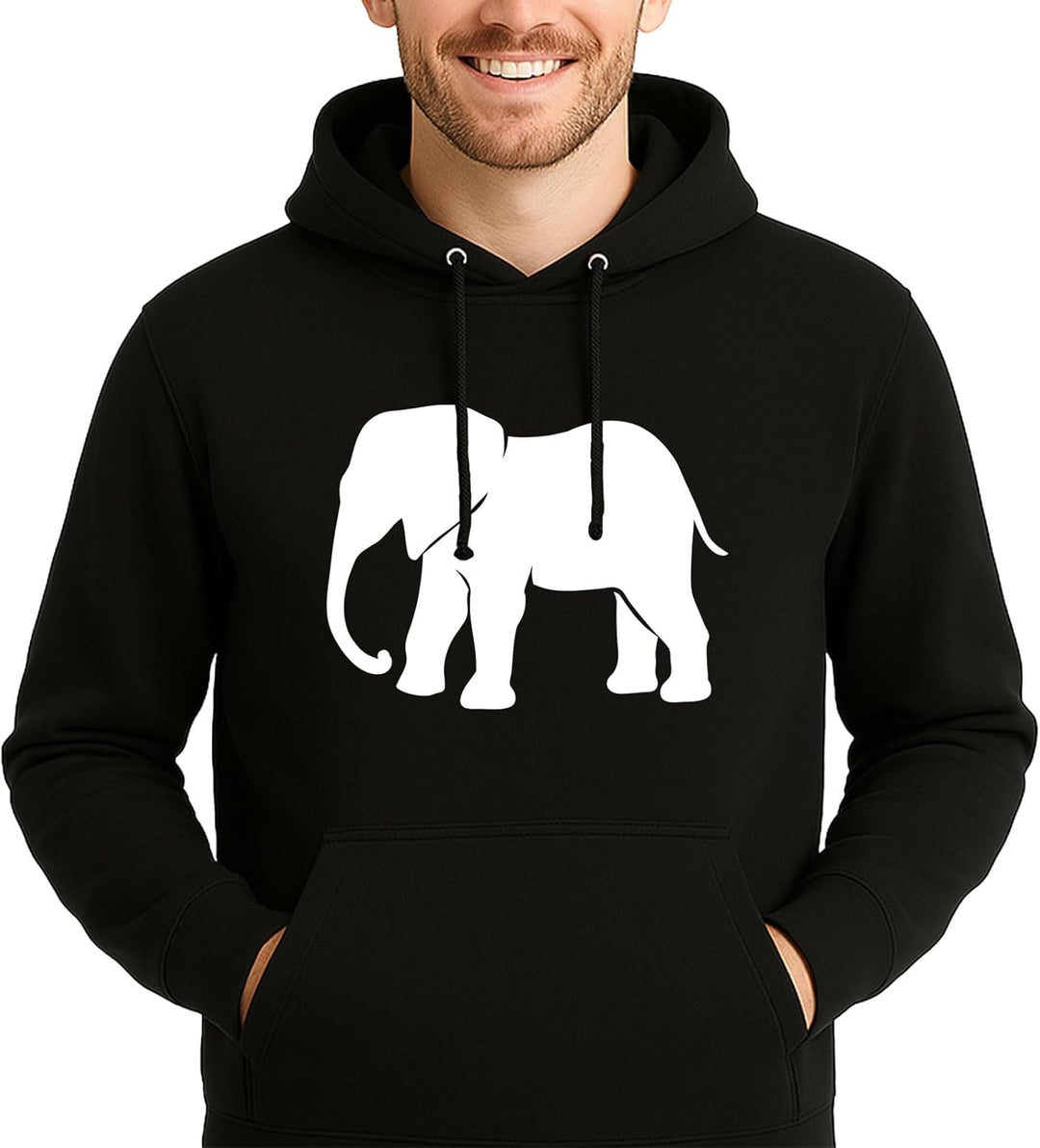 huuraa Unisex Hoodie Elefant Silhouette Pullover Vegan Grösse 3XL mit Motiv für alle Tierfreunde Ges