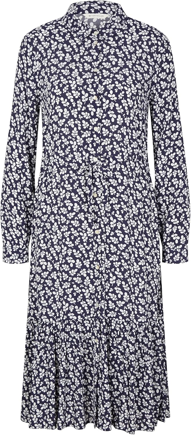 TOM TAILOR Damen Kleid mit Muster 46 31118 - Navy Floral Design, 46 31118 - Navy Floral Design