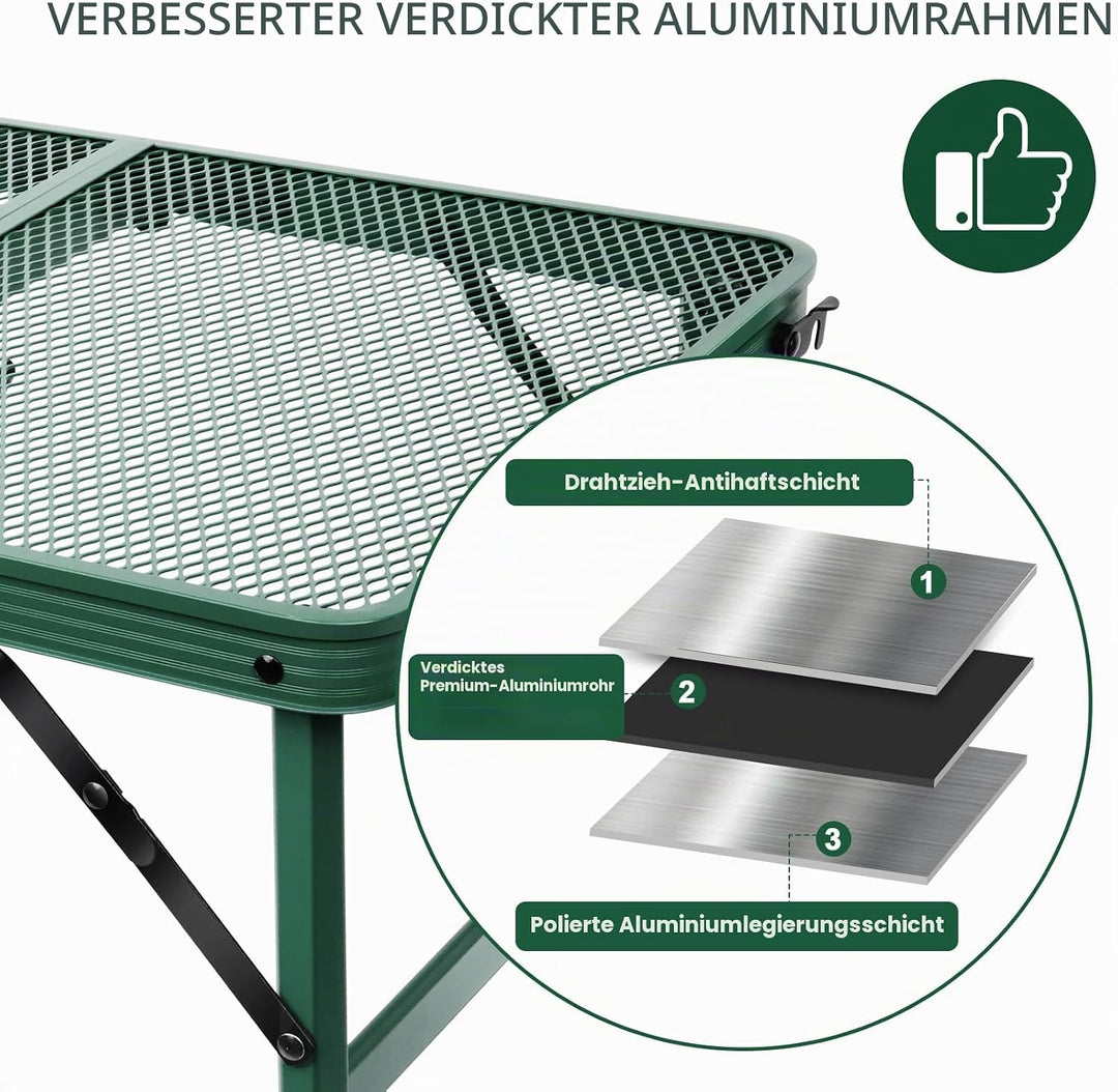 E EASTSTORM Campingtisch Klappbar 60×40cm，Gartentisch，Grilltisch mit Metallgitterplatte，Leicht und T